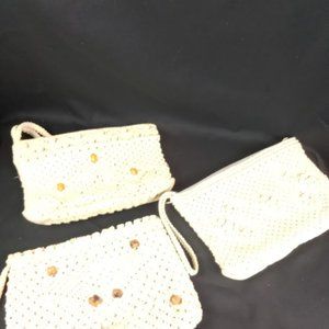 Vintage Handmade Cream Color Macrame Bags (3)